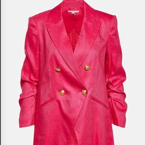 Like New Veronica Beard Hirsch Linen Bright Pink Gold Dickey Blazer Sz 12